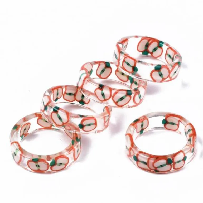Bague en résine époxy transparente - Pomme