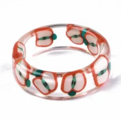 Bague en résine époxy transparente - Pomme