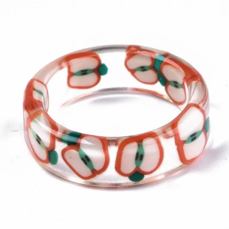 Bague en résine époxy transparente - Pomme