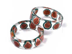 Bague en résine époxy transparente - Pastèque