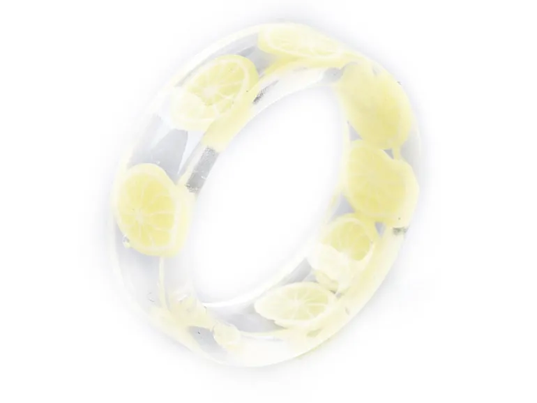 Bague en résine époxy transparente - Citron