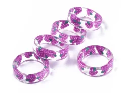 Bague en résine époxy transparente - Raisin