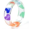 Bague en résine transparente - Coeur multicolore