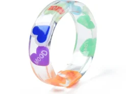 Bague en résine transparente - Coeur multicolore
