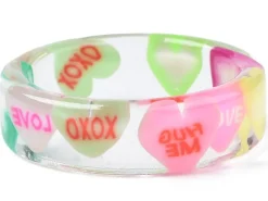 Bague en résine transparente - Coeur multicolore