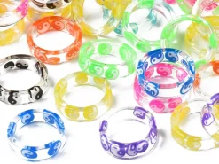 Bague en résine transparente - Yin Yang - Couleur aléatoire