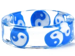 Bague en résine transparente - Yin Yang - Couleur aléatoire