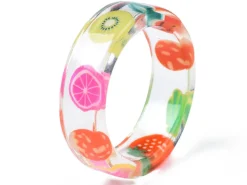 Bague en résine transparente - Fruits