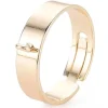 Bague large réglable dorée à l'or fin 18k - Avec anneau - 17 mm