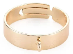 Bague large réglable dorée à l'or fin 18k - Avec anneau - 17 mm