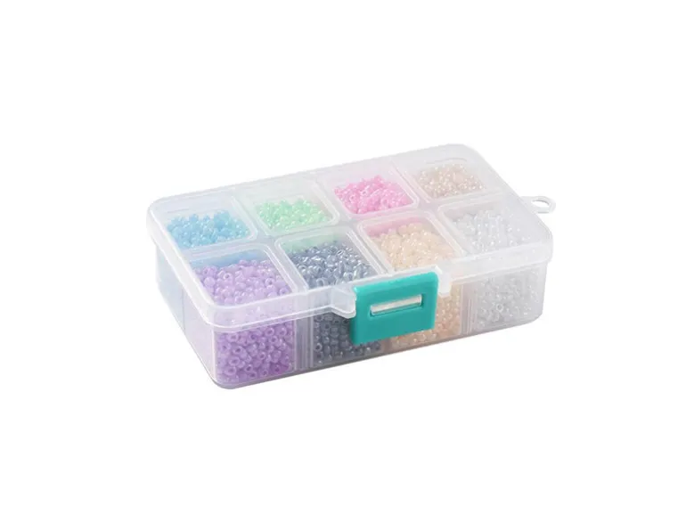 Boite d'assortiment de perles de rocaille - 8 couleurs