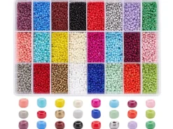 Boite de 24 couleurs de perles de rocailles rondes - 8/0 soit environ 3 mm de diam.