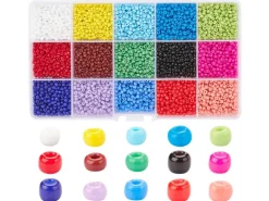 Boite de 15 couleurs de perles de rocailles - taille 8/0 soit 3 mm de diam env.