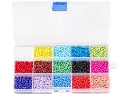 Boite de 15 couleurs de perles de rocailles - taille 8/0 soit 3 mm de diam env.