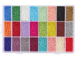 Boite de 24 couleurs de perles de rocailles ronde - 12/0 soit environ 2 mm de diam env.
