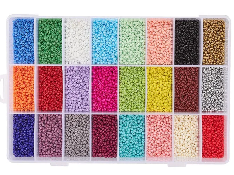 Boite de 24 couleurs de perles de rocailles ronde - 12/0 soit environ 2 mm de diam env.