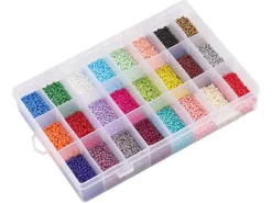 Boite de 24 couleurs de perles de rocailles ronde - 12/0 soit environ 2 mm de diam env.