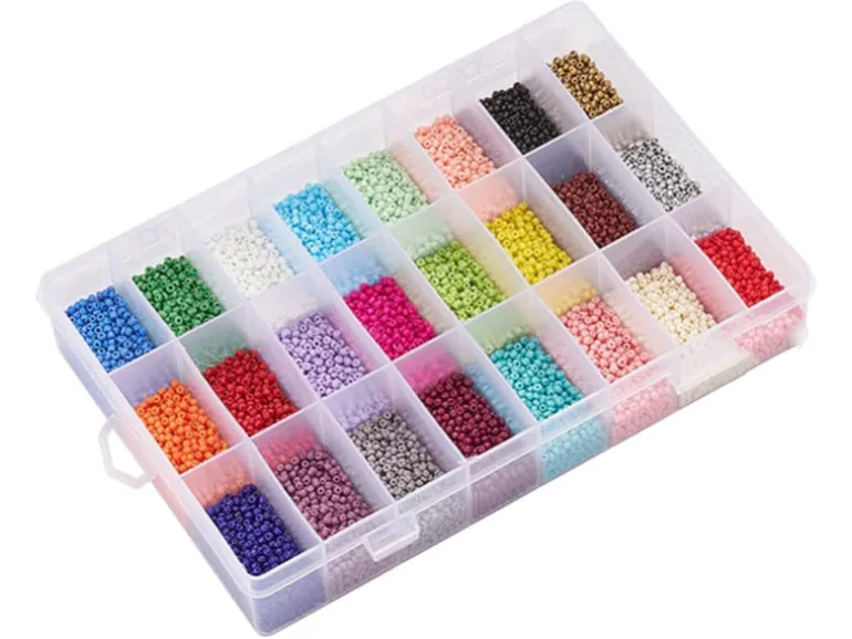 Boite de 24 couleurs de perles de rocailles ronde - 12/0 soit environ 2 mm de diam env.