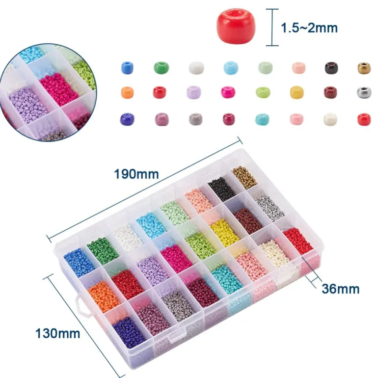 Boite de 24 couleurs de perles de rocailles ronde - 12/0 soit environ 2 mm de diam env.