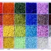 Boite de 24 couleurs de perles de rocailles multicolores - 3 mm