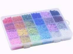 Boite de 24 couleurs de perles de rocailles multicolores - 3 mm