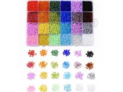 Boite de 24 couleurs de perles de rocailles multicolores - 3 mm