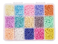 Boite de 15 couleurs de rocailles - 3mm