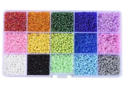 Boite de 15 couleurs de rocailles - 3mm