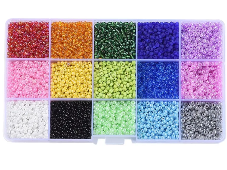 Boite de 15 couleurs de rocailles - 3mm
