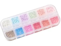 Boite de 12 couleurs estivales de perles de rocailles rondes - 2mm - 3000 pcs environ