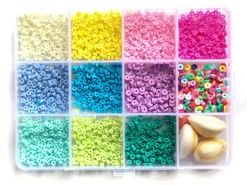 Boite de 11 couleurs POP de perles heishi 3 mm + accessoires