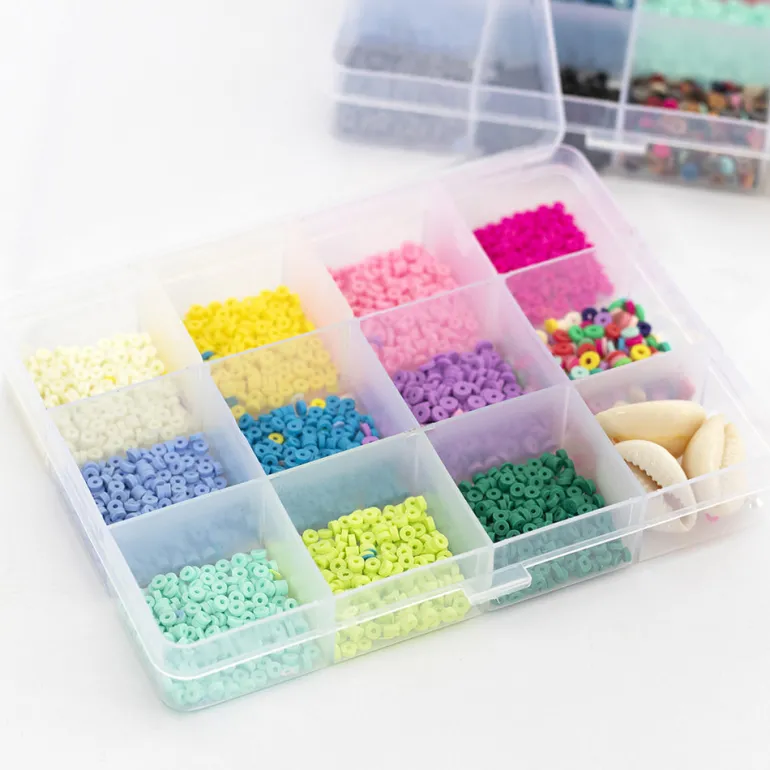 Boite de 11 couleurs POP de perles heishi 3 mm + accessoires