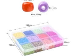 Boite de 12 couleurs pop de perles de rocailles rondes 12/0 - 2 mm - 15000 pcs