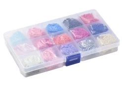 Boite de 15 couleurs variées de perles de rocailles rondes 8/0 - 3mm env.