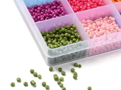 Boite de 15 couleurs variées de perles de rocailles rondes 8/0 - 3mm env.