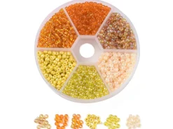 Boite de 60 grammes de perles de rocailles 3mm - Mix jaune et orange