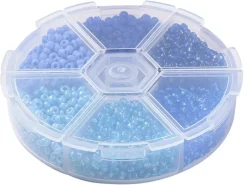 Boite de 60 grammes de perles de rocailles 3mm - Mix bleu
