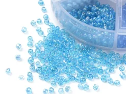 Boite de 60 grammes de perles de rocailles 3mm - Mix bleu