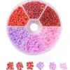 Boite de 60 grammes de perles de rocailles 3mm - Mix rose et rouge
