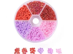 Boite de 60 grammes de perles de rocailles 3mm - Mix rose et rouge