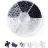Boite de 60 grammes de perles de rocailles 3mm - Mix noir et blanc
