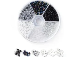 Boite de 60 grammes de perles de rocailles 3mm - Mix noir et blanc