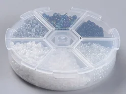 Boite de 60 grammes de perles de rocailles 3mm - Mix noir et blanc