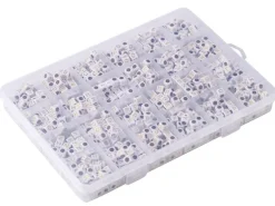 Boite de 934 perles carrées en plastique - lettres alphabet - dorées et blanches
