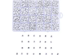 Boite de 1750 perles lettres alphabet rondes - noires et blanches