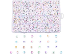Boite de 1750 perles lettres alphabet rondes - colorées et blanches