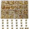 Boite de 934 perles lettres alphabet carrées - dorées