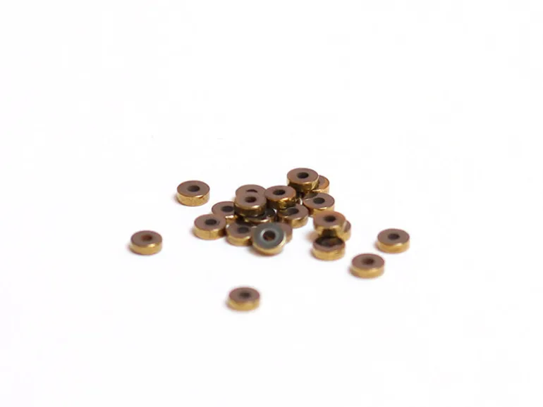 Boite de 20 perles rondelles dorées antiques heishi en hématite - 3 mm