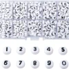Boite de 720 perles rondes en plastique - chiffres - noir et blanc