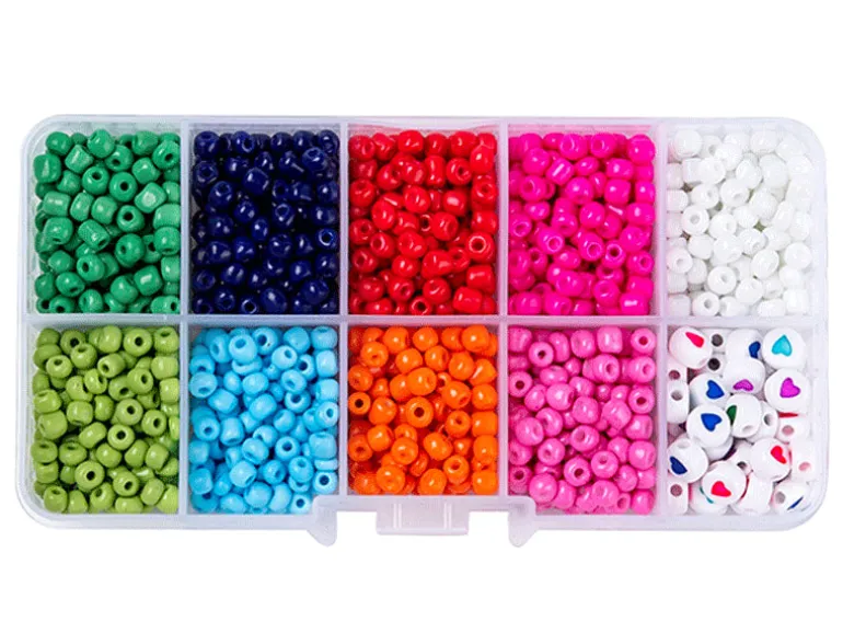 Boite de grosses perles 10 couleurs opaques